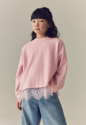 Next, COSY RIB LACE HEM SWEATSHIRT - Jersey de punto - pink