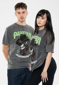 Paradiso Clothing PANTERA SKELETON COWBOY STONE WASH - Print T-shirt - charcoal