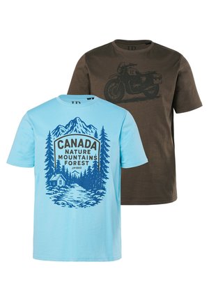 2-PACK OF HALF-SLEEVE CHEST  - T-Shirt print - hazelnut