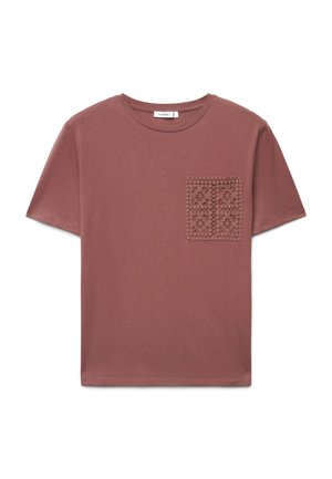 Terranova, CON TASCHINO MACRAMÈ - T-shirt con stampa - mogano