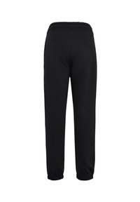 Sorte elastiske sweatpants med manchet i taljen, vist bagfra, med en lige og afslappet pasform.