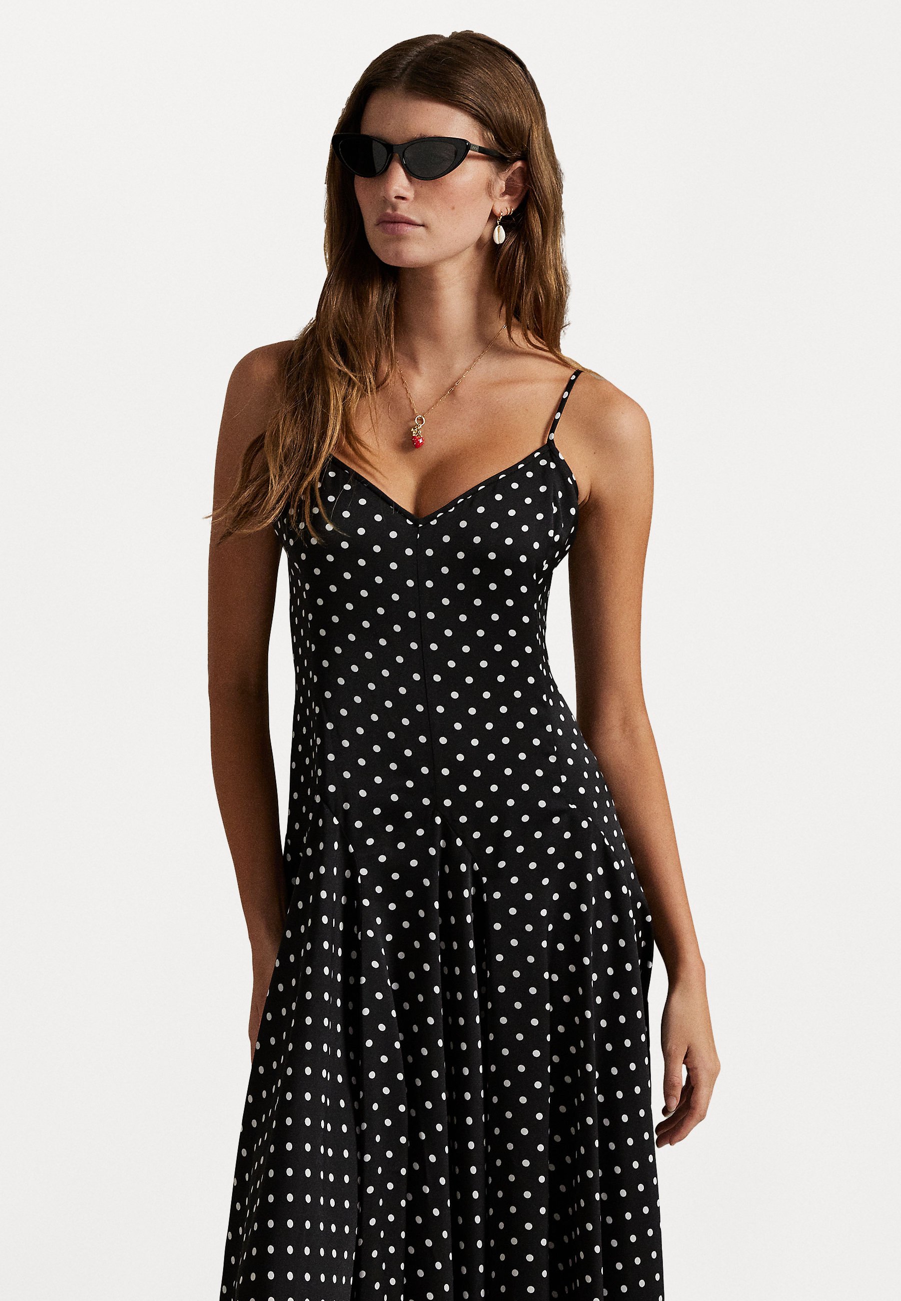 Polo Ralph Lauren POLKA DOT SATIN DRESS - Day dress - black/white/black -  Zalando