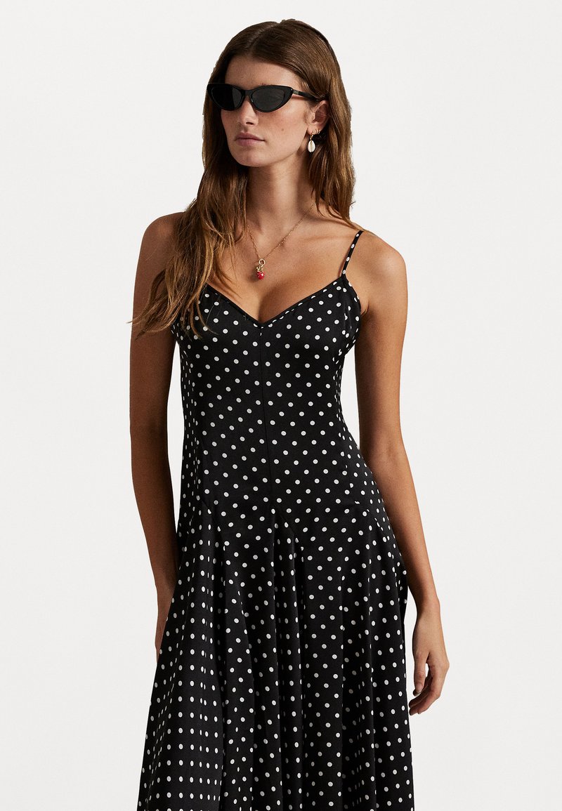 Polo Ralph Lauren - POLKA DOT SATIN DRESS - Hverdagskjole - black/white, Forstør