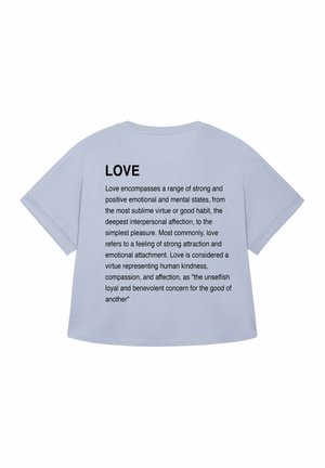 LOVE DEFINITION  BACK PRINT ROLLUP TEE OVERSIZED - Print T-shirt - light blue