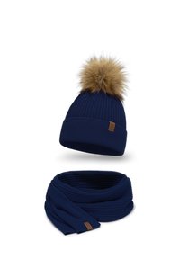 Sciarpa Lunga Gufi E Rami - Morbida E Elegante, Donna - Beige E Blu Scuro