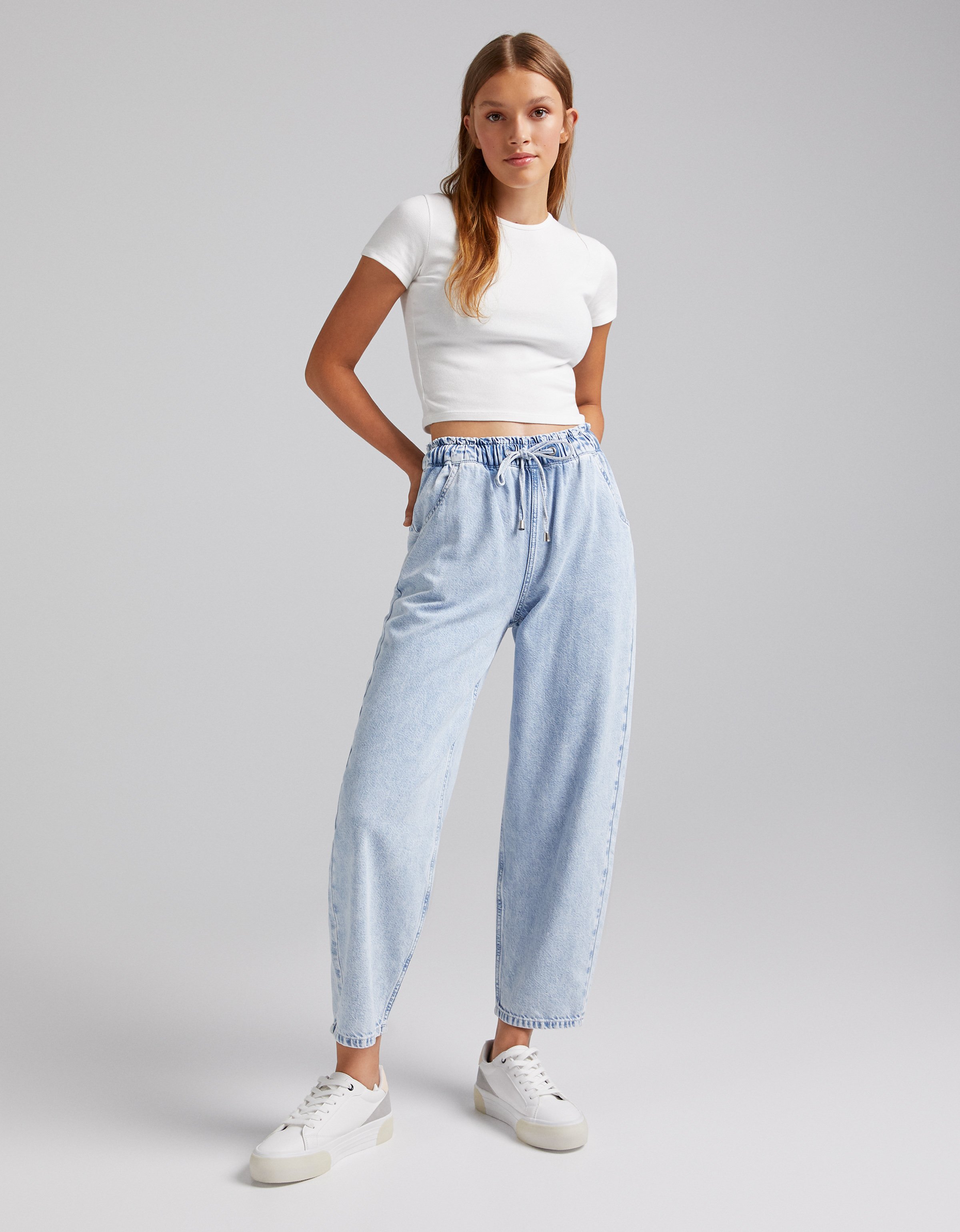 Bershka IM JOGGERSTIL - Jeans Tapered Fit - blue denim/blu denim - Zalando .it