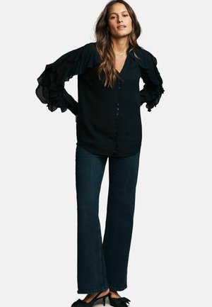 REGULAR FIT - RUFFLE - Bluse - black