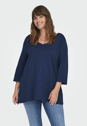 ONLY Carmakoma CARBONNIE LIFE 3/4 V NECK A SHAPE - Camiseta de manga larga - naval academy