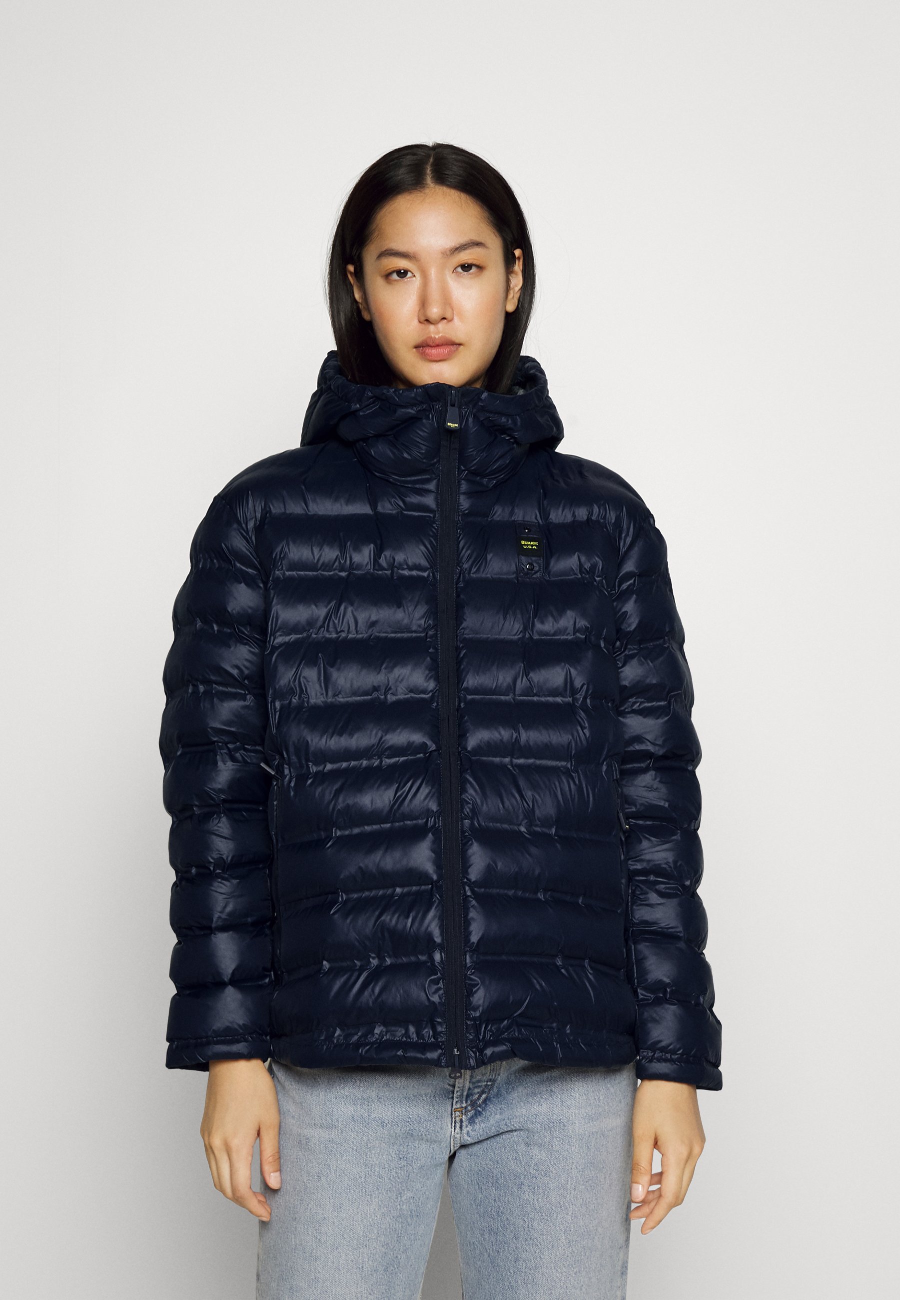 Blauer Basic Hooded Jacket Down Jacket Navy, Women's, Size: XS, Dark Blue