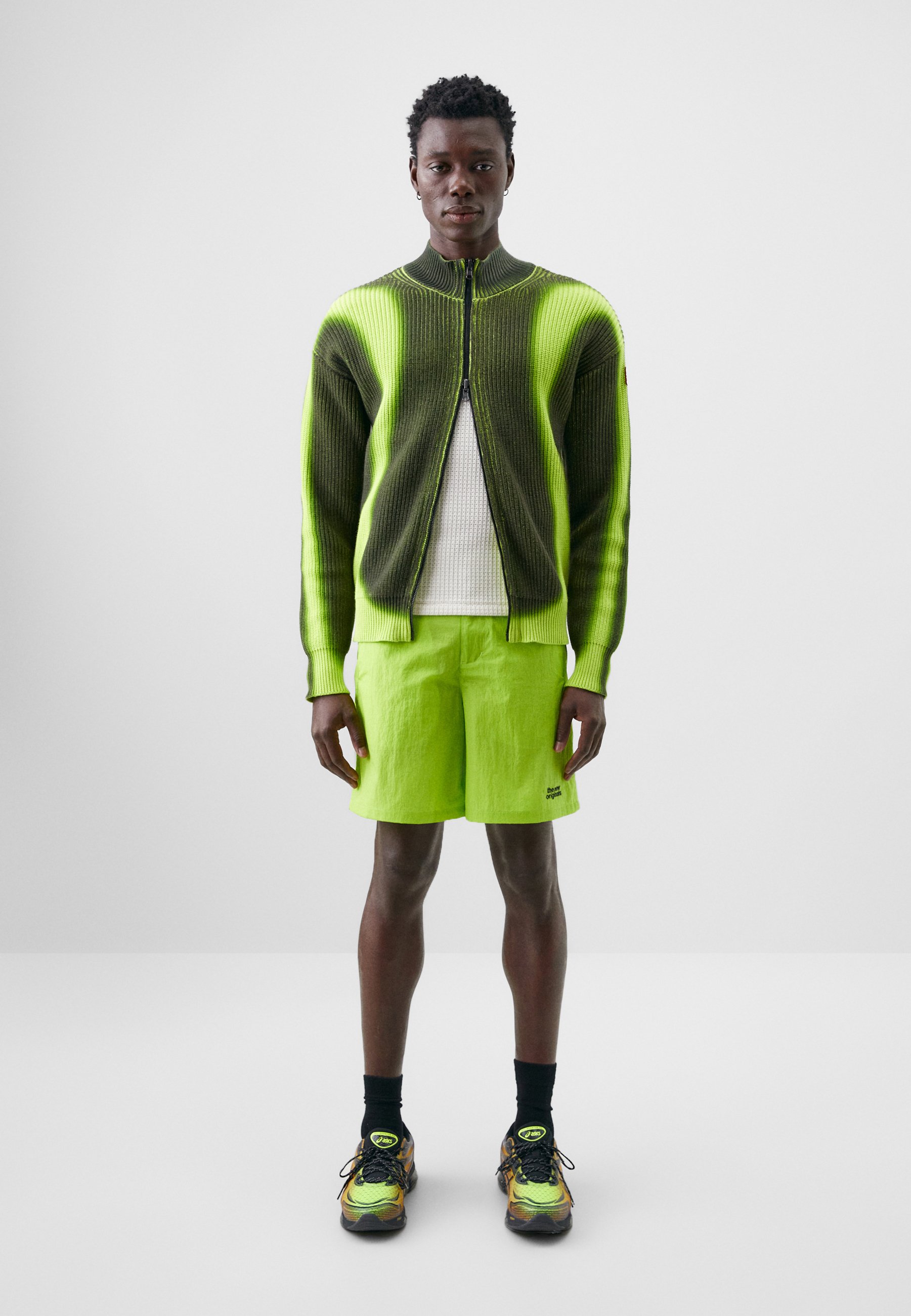 The New Originals FISHERMAN ZIP UP - Cardigan - black/lime/black