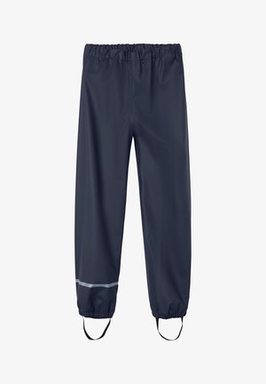 Mornarske vodoodporne hlače z elastičnim pasom, zoženimi nogami, reflektivno črto blizu roba in zankami za čevlje za varen oprijem.