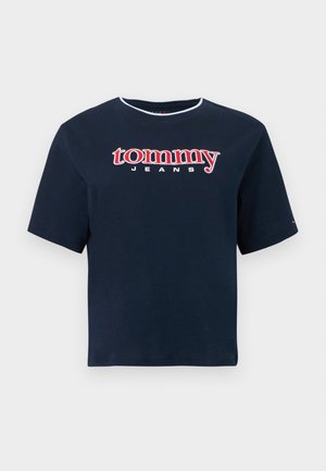 Tommy Jeans, LOGO APPLIQUÉ RELAXED BOXY T-SHIRT - T-shirt con stampa - dark night navy