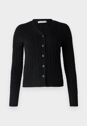 pure cashmere CLASSIC CABLE CARDIGAN - Cardigan - black