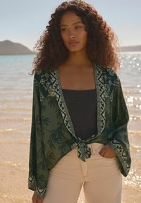 Next TIE FRONT KIMONO COVER-UP - Suvejakk - khaki green palm