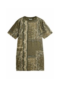 Next PETITE FIT - D SLUB ABSTRCT FLRL - Freizeitkleid - khaki green