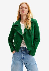 Desigual - TEXTURED BIKER  - Műbőr dzseki - green Miniatűr kép 1