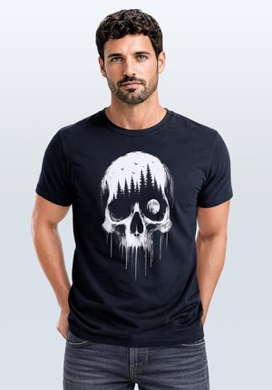 Neverless, Print T-shirt - navy