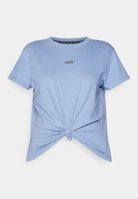 DKNY BUBBLE LOGO KNOT FRONT TEE - Trükipildiga T-särk - stonewash