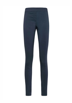 Leggings bleu marine slim avec taille élastique, tissu lisse et sans poches ou fermetures visibles.