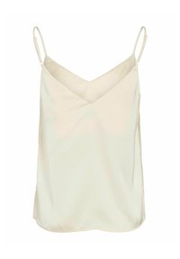 Camisole en satin couleur crème avec fines bretelles réglables et encolure en V.