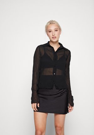 CRINKLE FITTED SHIRT - Blouse - black