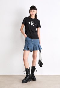 Calvin Klein Jeans FLATFORM LACE UP BOOT - Snørestøvler - triple black