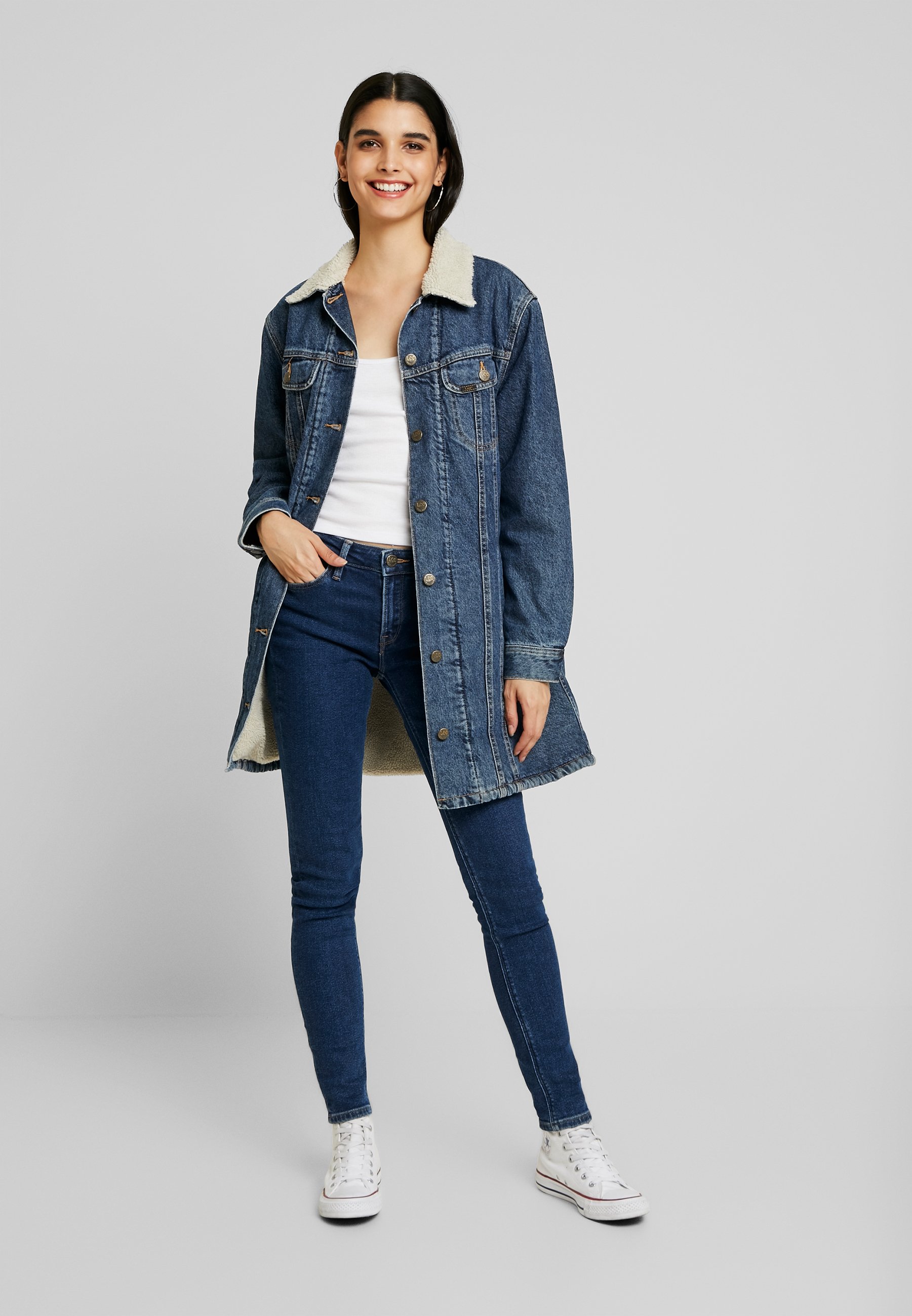 denim sherpa duster
