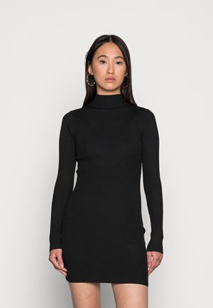 HIGH NECK MINI DRESS - Jumper dress - black