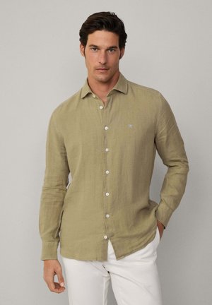 TAILORED FIT LINEN KENT SHIRT - Shirt - light khaki green