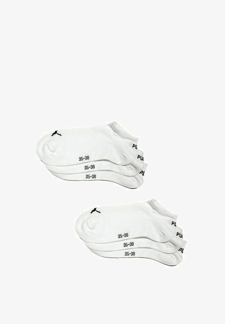 Weiße Knöchelsocken in einem Pack, mit solidem Design, elastischen Bündchen und gedruckter Größe (35-38) in Schwarz. Enthält ein kleines schwarzes Logo.