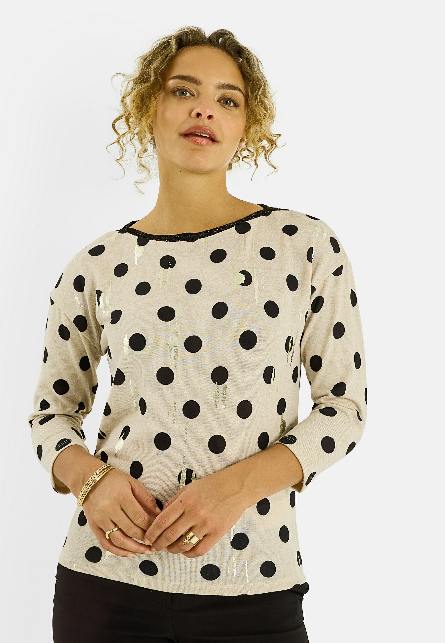 T-shirt Femme Grain De Malice Taille S - Beige à Fleurs Noires, Occasion Très Bon état