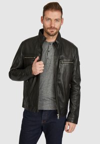 bugatti - BUMATTI - Leather jacket - schwarz Thumbnail Image 1