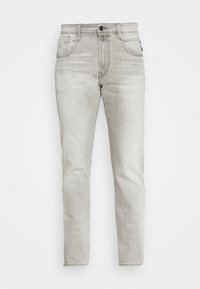 Světlé šedé džíny s vysokým pasem vyrobené z denimu, s klasickým pětipocket designem, jemn�ým vyblednutím a rovný střih nohavic.