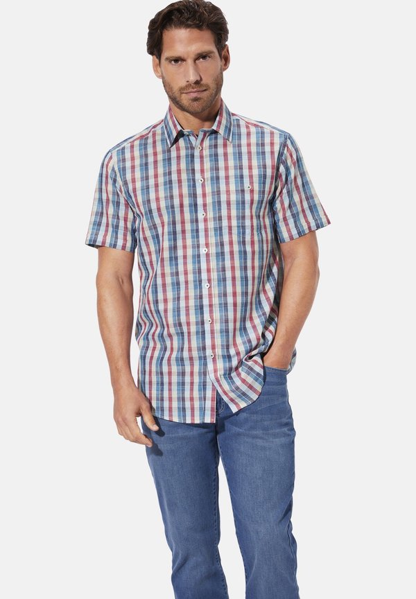 KURZARM NAVOR - Hemd - blau kariert