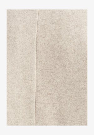 Beige felt fabric with a soft texture, featuring a subtle pattern and a vertical seam detail. Suitable for garments or accessories.
