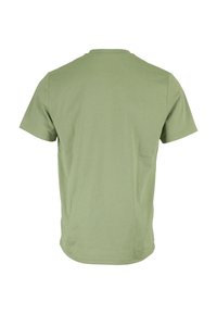 T-shirt verde a maniche corte realizzato in morbido cotone, con scollatura rotonda e vestibilità rilassata. La vista posteriore non presenta grafiche o decorazioni.