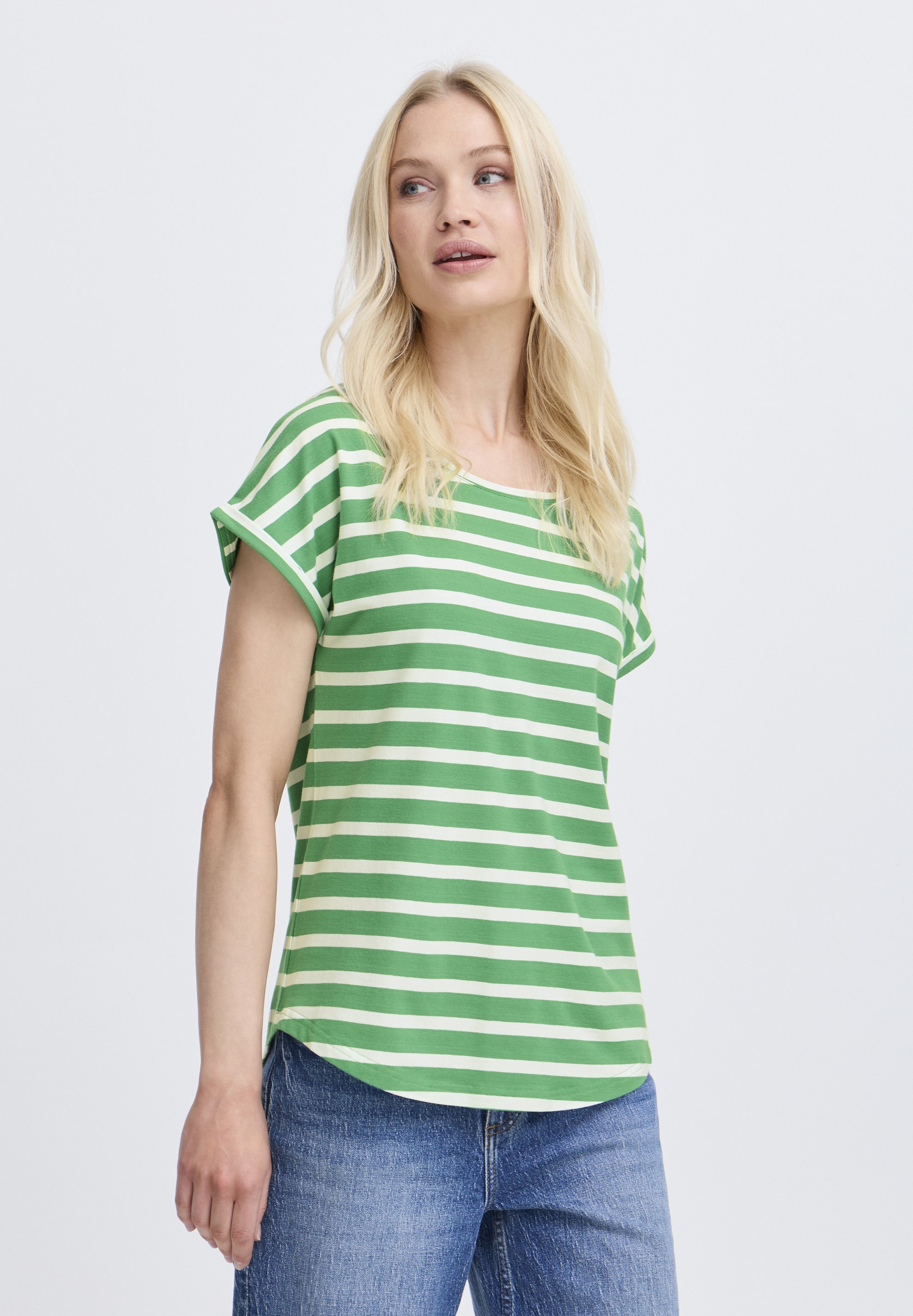 T-shirt Estiva Donna A Maniche Corte Raglan – A Righe Verdi, Morbida, Taglia L, Vestibilità Casual