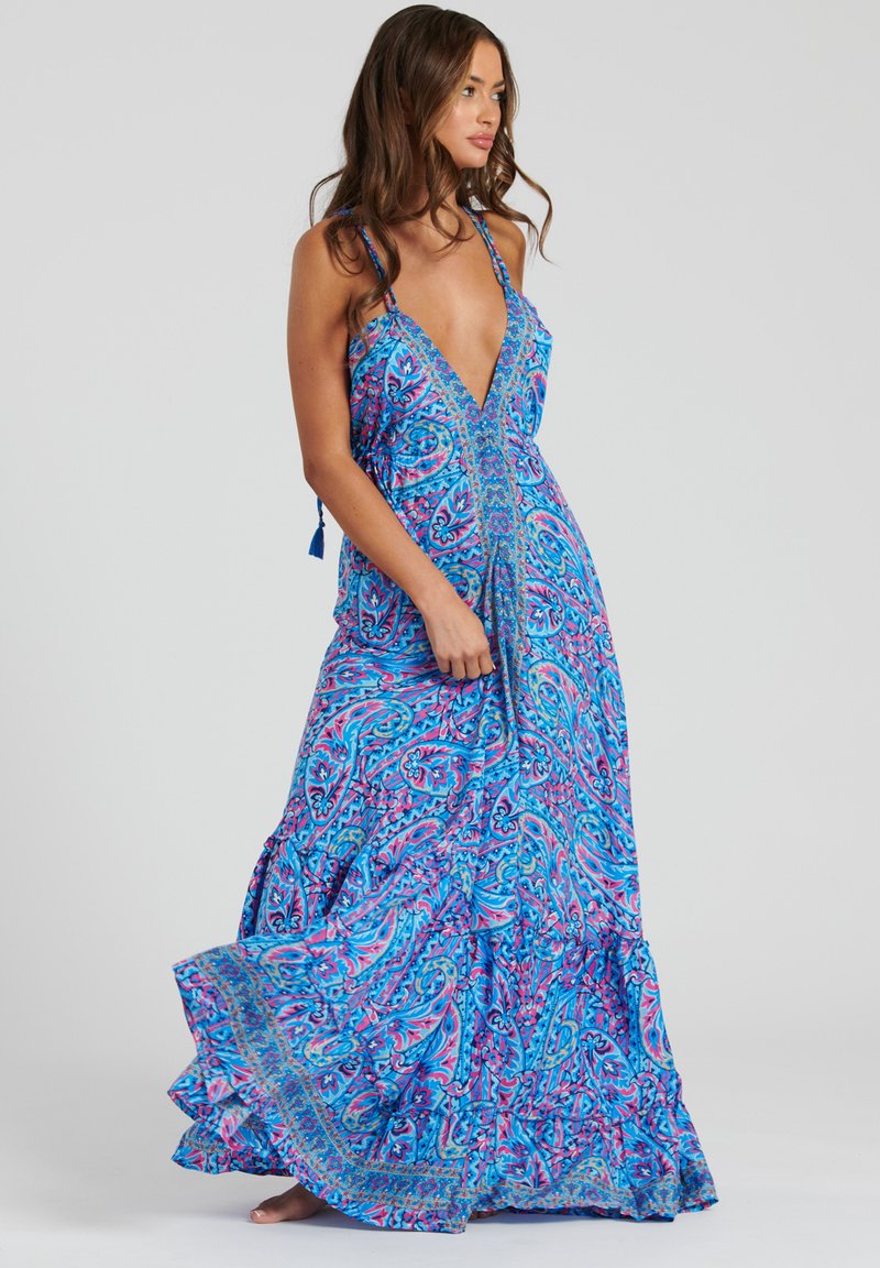 South Beach HALTER TIE BACK TIERED - Maxi dress - blue - Zalando South Beach HALTER TIE BACK TIERED - Maxi dress - blue - Zalando