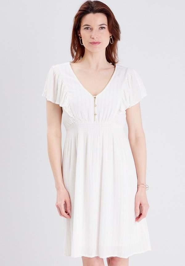 FLIESSENDES GLATTES GERADES - Freizeitkleid - ecru