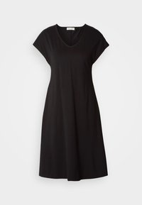 DRESS V NECK - Jersey dress - black