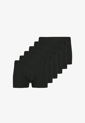 Black cotton boxer briefs, featuring a soft waistband with brand logo, displayed in a stacked arrangement, emphasizing design and fit.