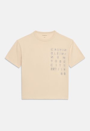 Calvin Klein Jeans, SQUARE LOGO - Print T-shirt - oatmeal