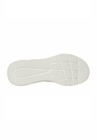 Suela de zapato de goma blanca con agarre texturizado, que presenta ranuras horizontales y un diseño en patrón de diamante para mayor tracción y durabilidad.