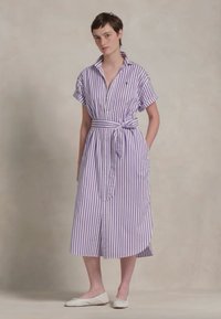 Polo Ralph Lauren BELTED STRIPED COTTON SHIRTDRESS - Kreklkleita - purple/white