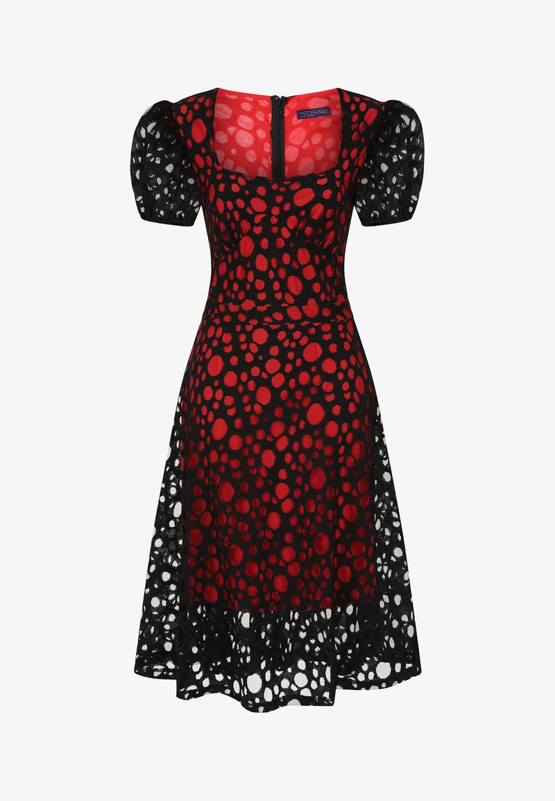 black and red contrast dress Black & Red Contrast Stitch Arm Warmer Dress Plus Size