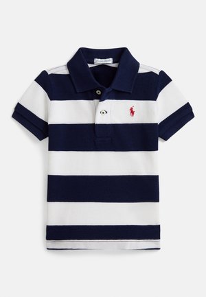 STRIPED COTTON MESH POLO SHIRT 0-2Y - Poloshirts - newport navy/white