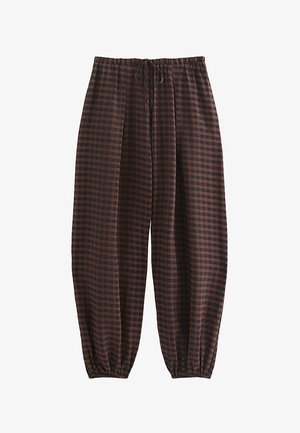 New Look, GINGHAM PRINT WIDE LEG CUFFED TROUSERS - Pantaloni - brown pattern