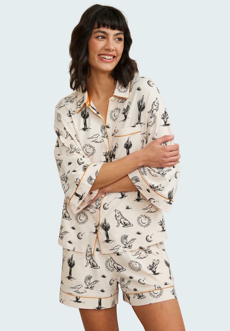 Chelsea Peers - CACTUS PRINT SET - Pyjamas - off white, Enlarge