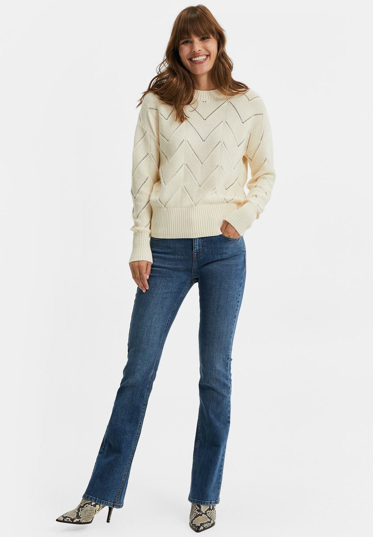 WE Fashion Trui off white Zalando.nl WE Fashion DAMES MET OPENGEWERKTE STRUCTUUR Trui off