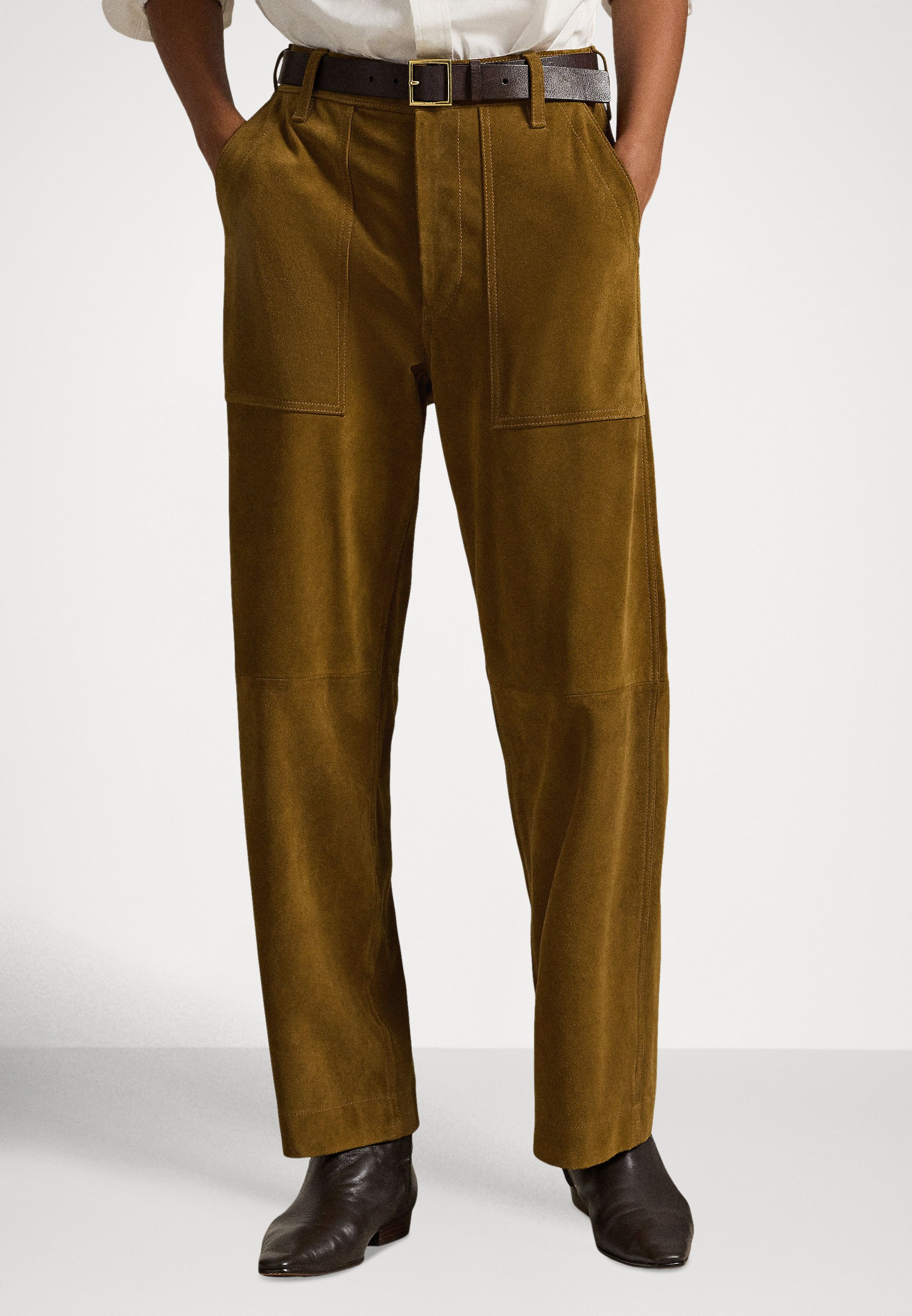 Polo Ralph Lauren THE SUEDE WIDE-LEG CROP RICKY PANT - Leather